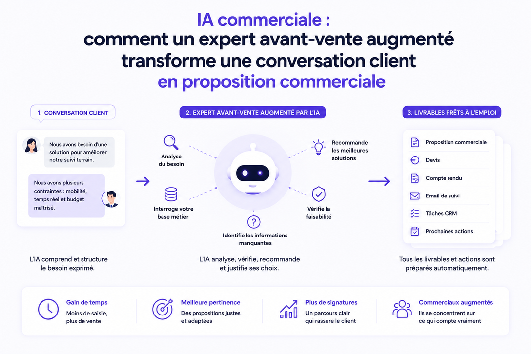 IA commerciale : comment un expert avant-vente augmenté transforme une conversation client en proposition commerciale